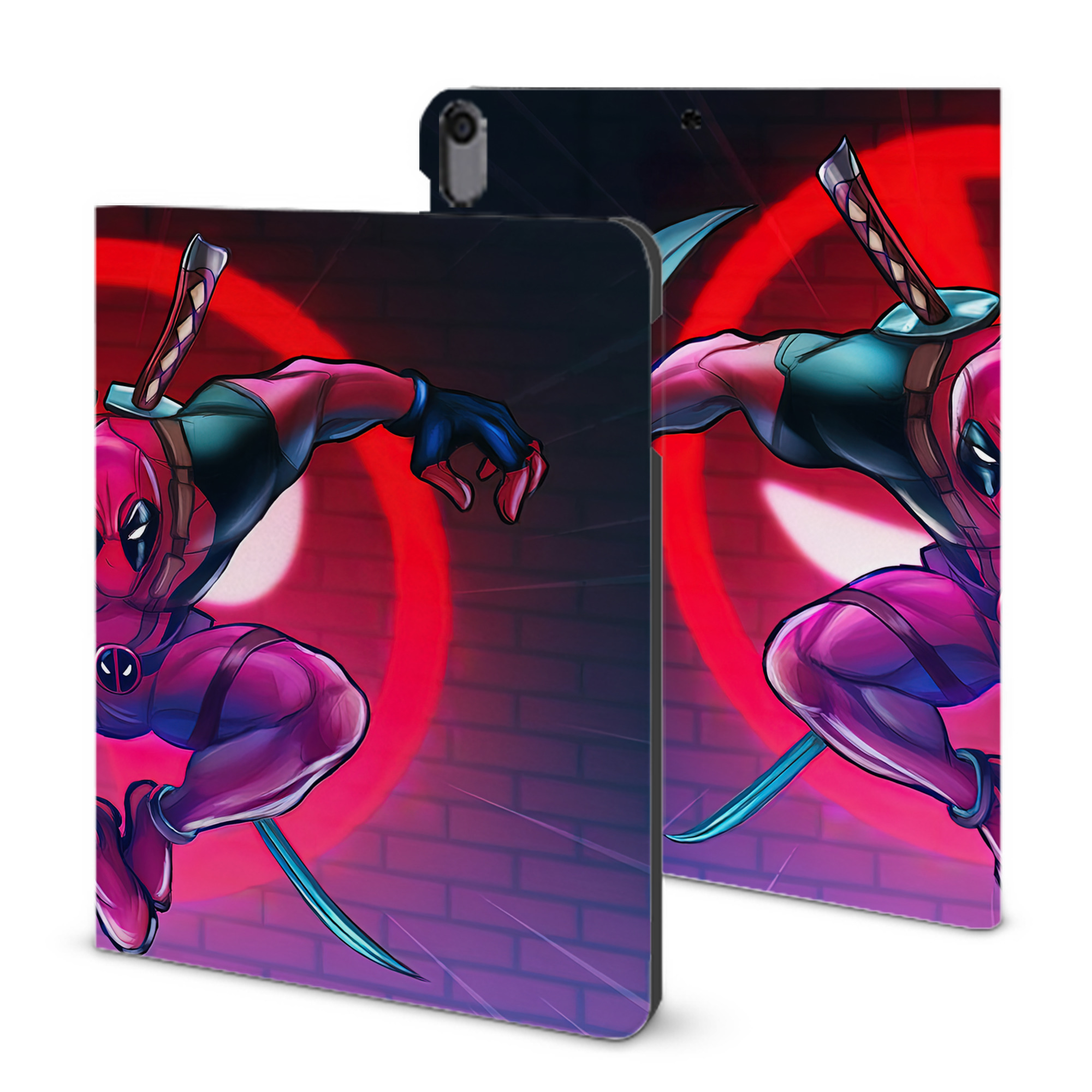 （画像用） Deadpool デッドプール IPad ケース ブック型 PUレザー TPU 耐衝撃 軽量 薄型 ペン収納なし 全面保護 IPad 各モデル対応